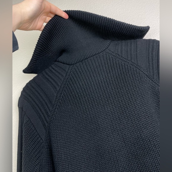 525 America Women's Small Nina 3/4 Zip Sweater Chunky Knit Turtleneck BLACK Pop - Picture 14 of 16